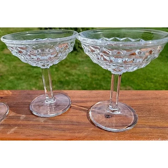 Vtg set of 4 Fostoria AMERICAN Tall Stemmed Glasses SHERBET CHAMPAGNE Holiday - Picture 6 of 11